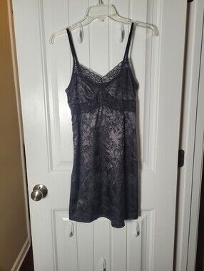 Women's Lace-Trim Slip dress in Charcoal Gray by Shein